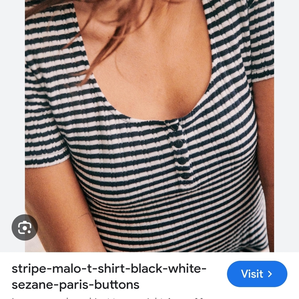 Sezane Navy and White Striped Short Sleeve Tee